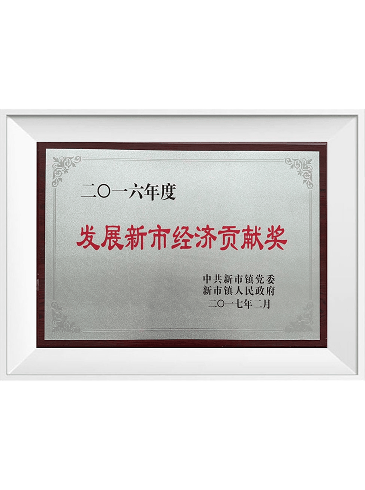 2016年度 發(fā)展新市經(jīng)濟貢獻獎